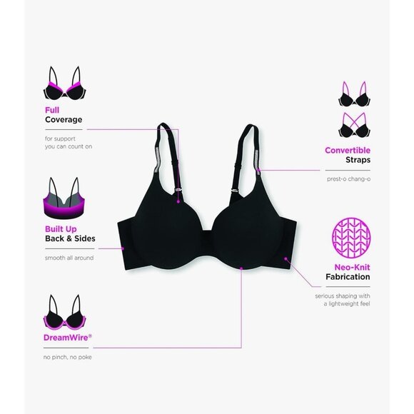 Maidenform Comfort Devotion Womens Dreamwire Back Smoothing Underwire Bra Sz 40C - Picture 4 of 7